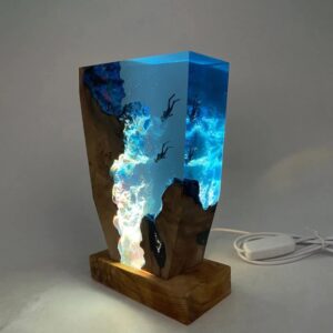 Thai Epoxy Designer Lamp - Scuba Divers In Ocean